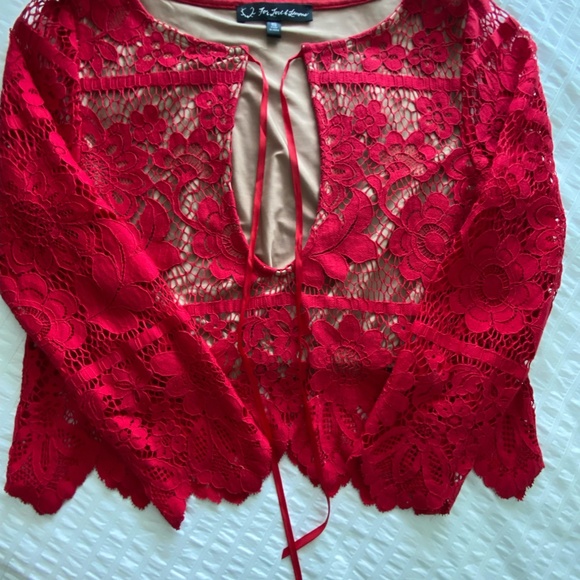 Red Lace 2 Piece Set For Love & Lemons Small - Picture 7 of 12